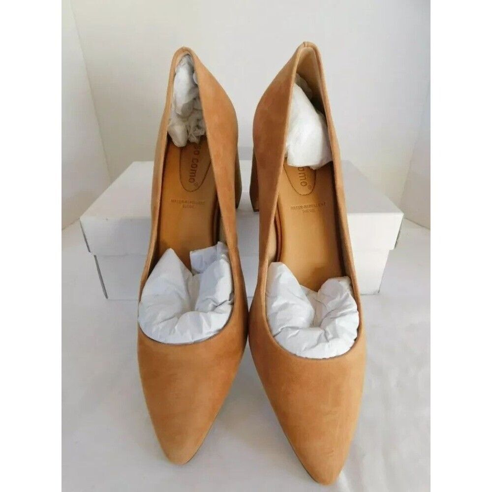 Corso Como Ryanna Block Heel Pumps sz 9.5 M Luggage Kid Suede - Picture 4 of 5